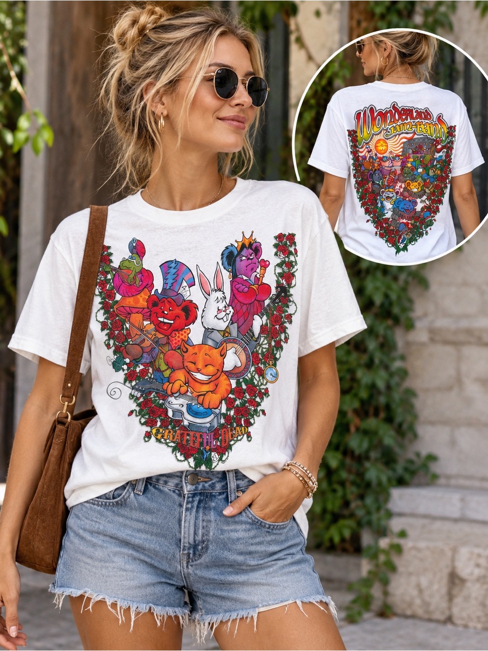 LIQUID BLUE GRATEFUL DEAD Wonderland Jam-Band White Graphic T-Shirt Men’s S